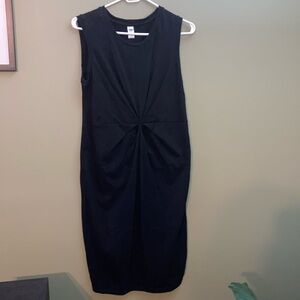 Old Navy Black Ruched Sheath Midi Dress